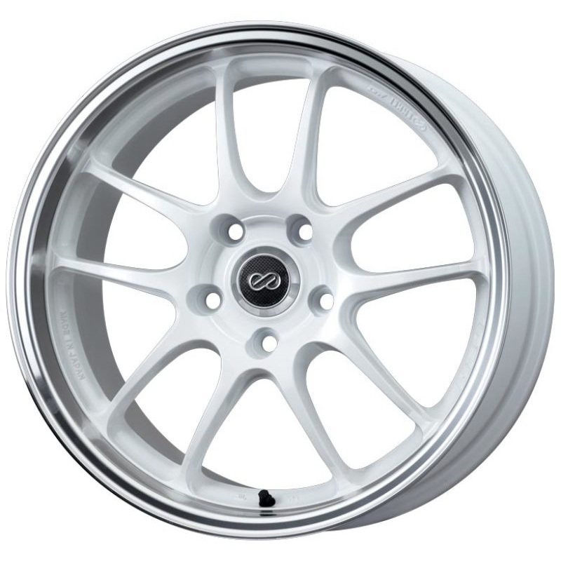 Enkei PF01SS 17×9 5×114.3 60mm Offset 75mm Bore Diameter White w/ Machined Lip Wheel