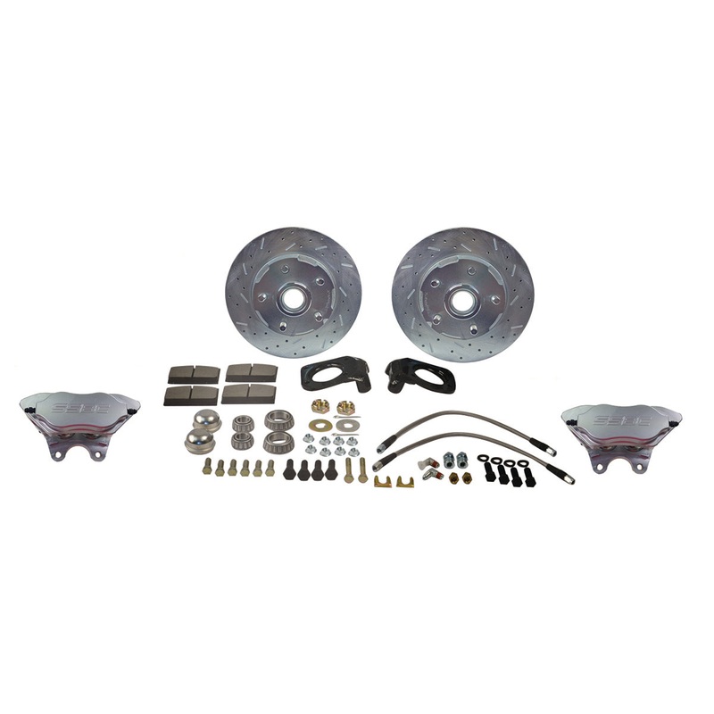 American Made Comp S 4-Piston Billet Aluminum Front Drum to Disc Brake Conversion Kit W/Rotors. Clear W156-6