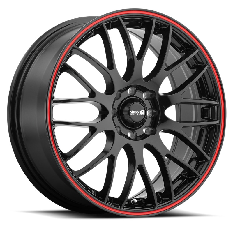 Maxxim Maze 18×7.5 8×100/114.3 ET45 Black/Red Stripe
