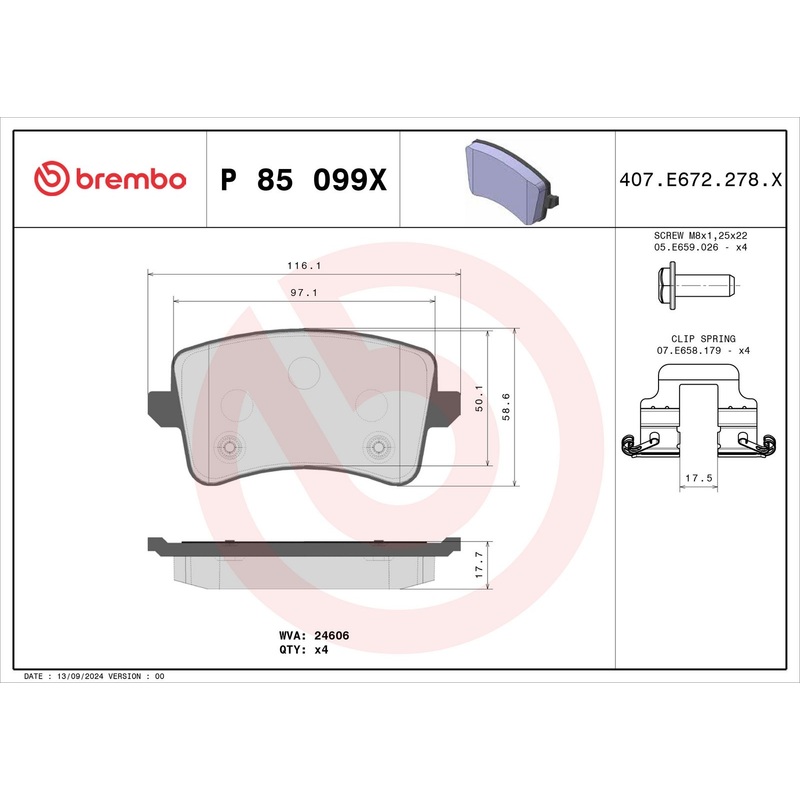 XTRA Low-Met Rear Disc Brake Pad Set – P85099X