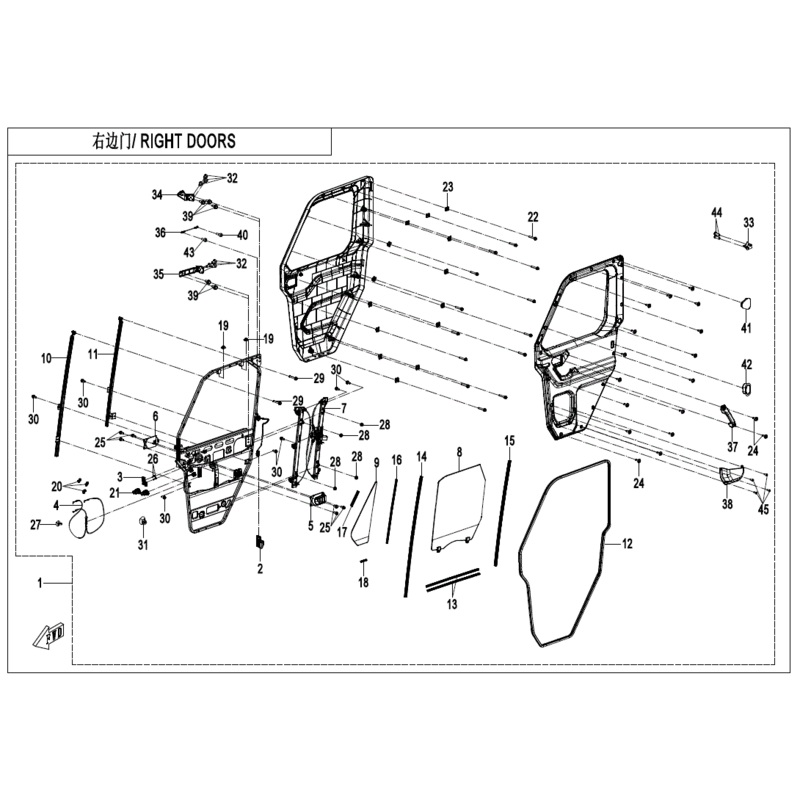 Front Door Window Glass Front Channel RH by CF Moto