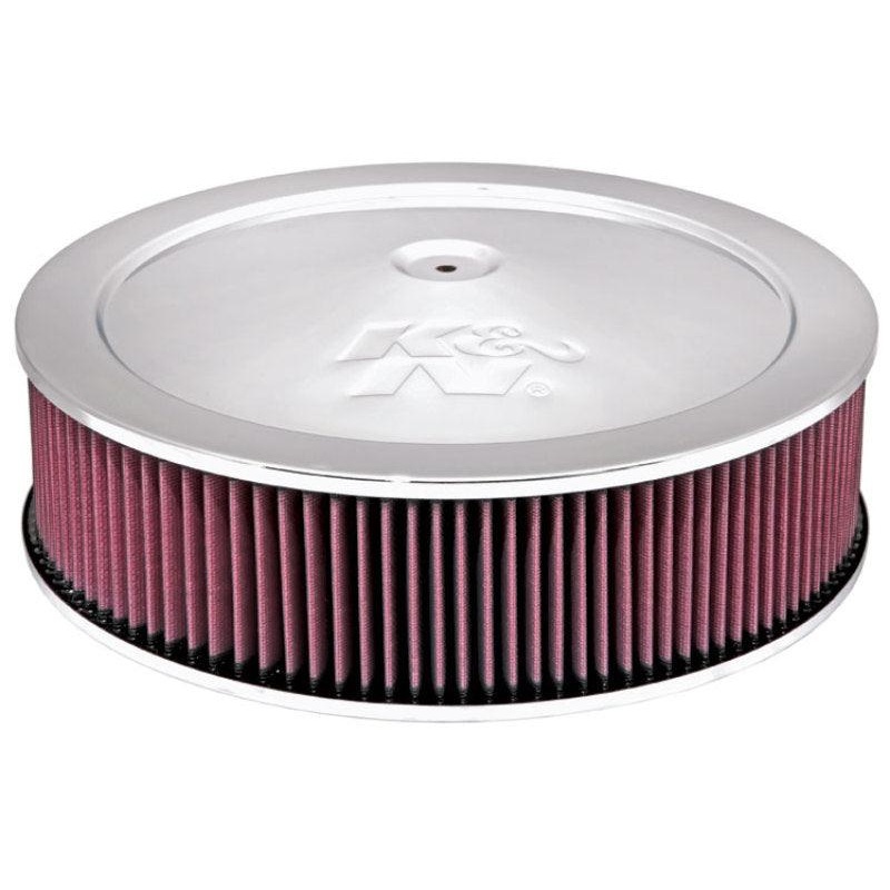 K&N 14in Red Custom Air Cleaner Assembly – 5.125in ID x 14in OD x 3.75in H x 1.25in Drop Base
