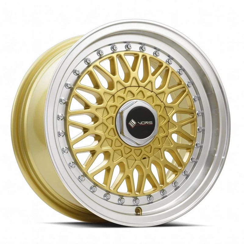VORS VR3 16″ 4×108 Gold Machine Lip Chrome Rivet