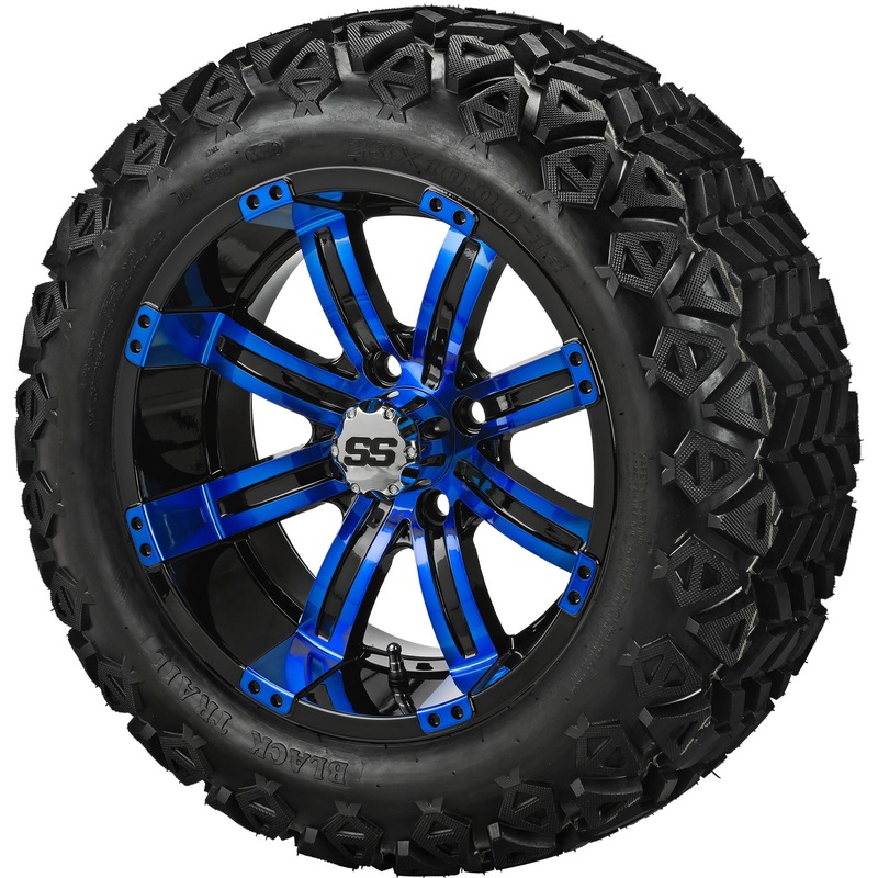 LSI 14″ Casino Black & Blue Wheel and Lifted Tire Combo
