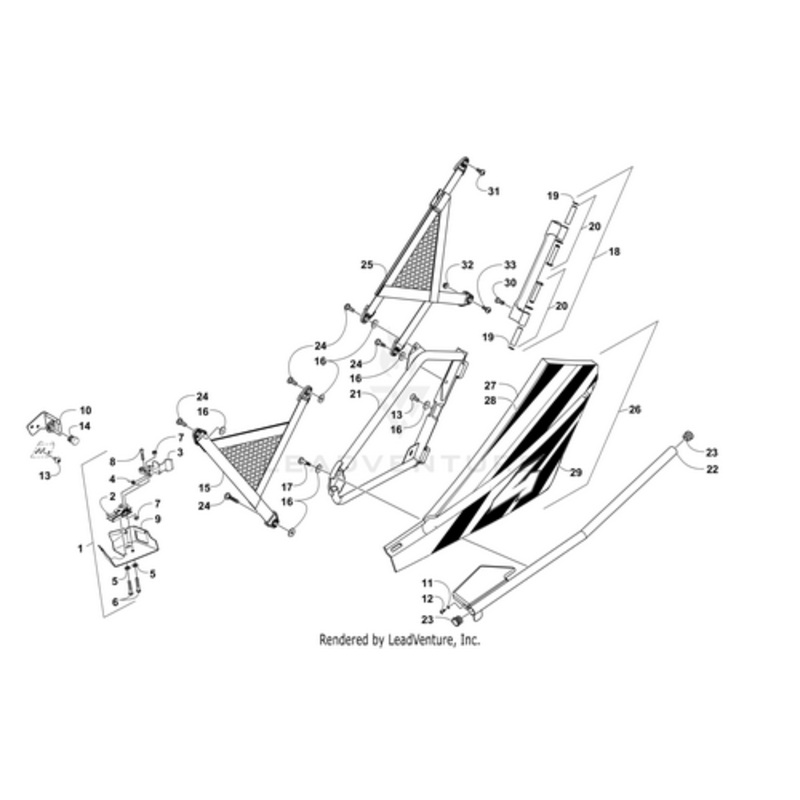 Door Panel Skin-Rear-Right-Blk by Arctic Cat