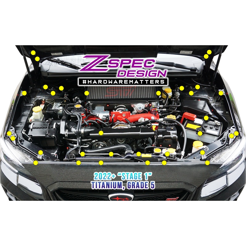 ZSPEC “Stage 1” Dress Up Bolts Grade-5 Titanium Fastener Kit | 2015-2021 Subaru WRX/STI (00843612137197)