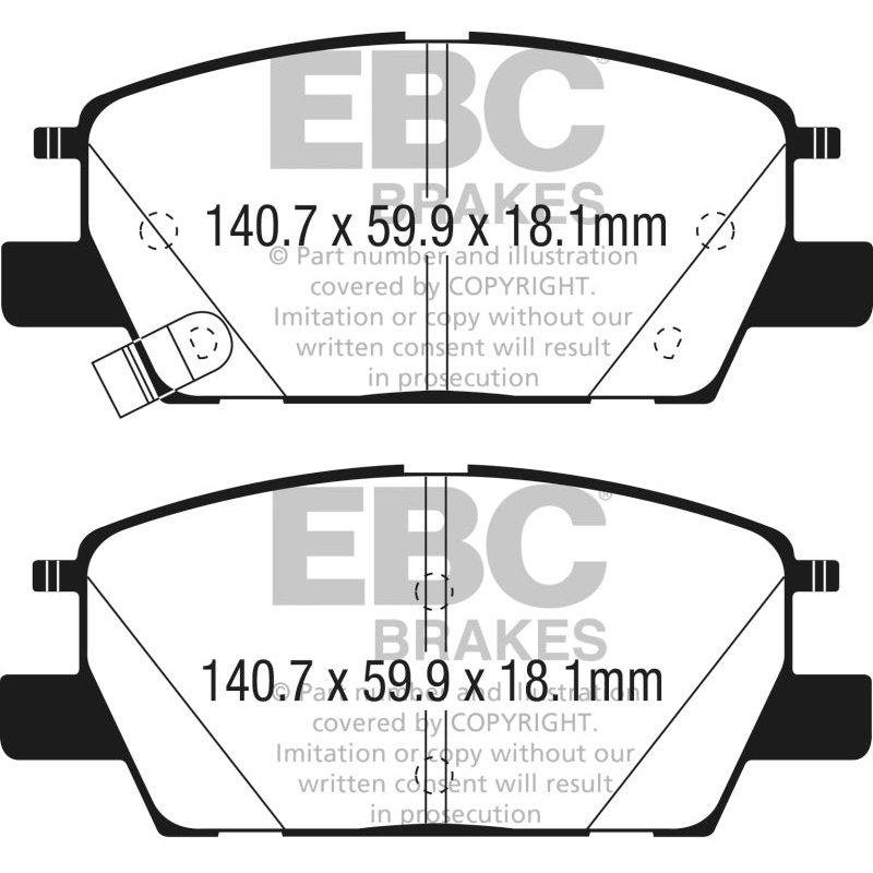 EBC 2018+ Chevrolet Equinox 1.5L Turbo (J60) Greenstuff Front Brake Pads