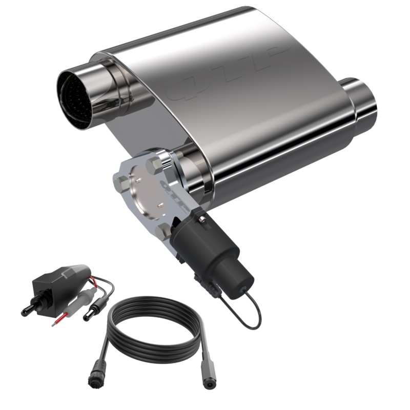 QTP 3in Weld-On 304SS Screamer Muffler Short Case w/Bolt-On QTEC Electric Cutout