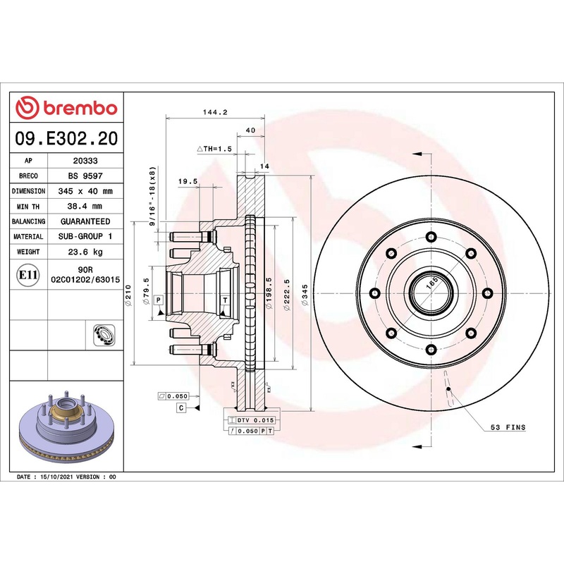 PRIME Front Disc Brake Rotor – 09.E302.20
