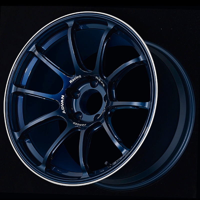 Advan RZ-F2 18×9.5 +44 5-114.3 Racing Titanium Blue and Ring Wheel