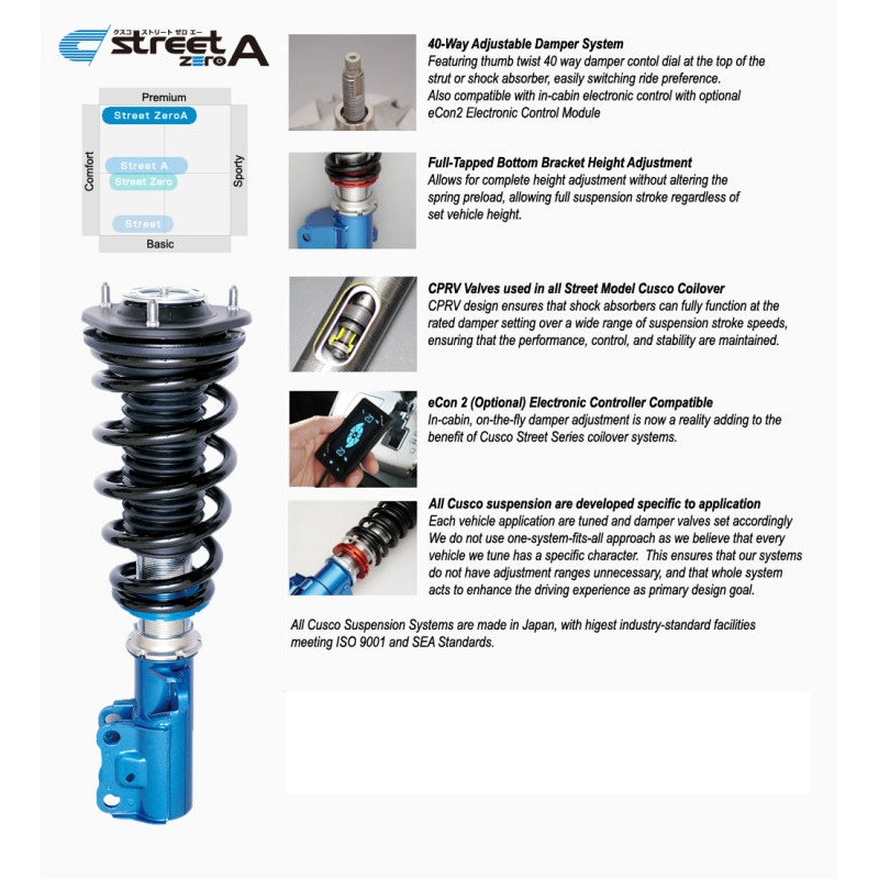 Cusco Toyota Starlet EP82/EP91 Street Zero A Coilover Kit