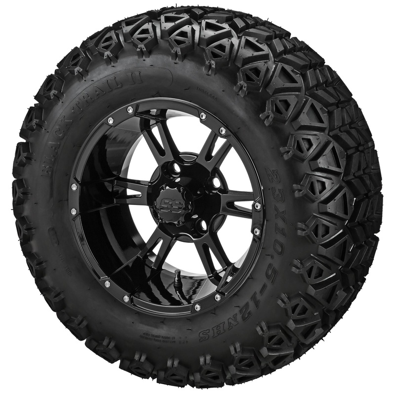 LSI 12″ Raptor Gloss Black Wheel and Lifted Tire Combo