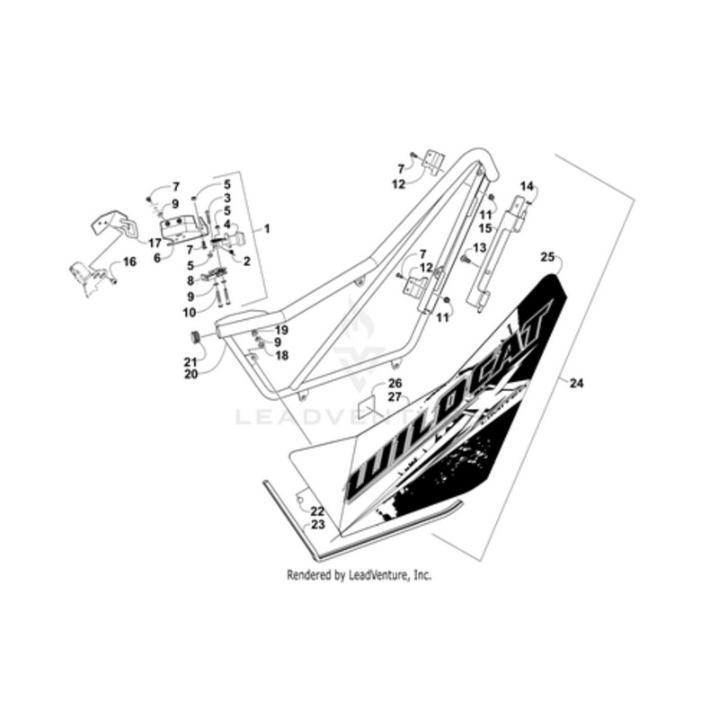 Door Panel W/Decals-Mb-Left(Wc X Ltd 2016) (Inc. 25-27) by Arctic Cat