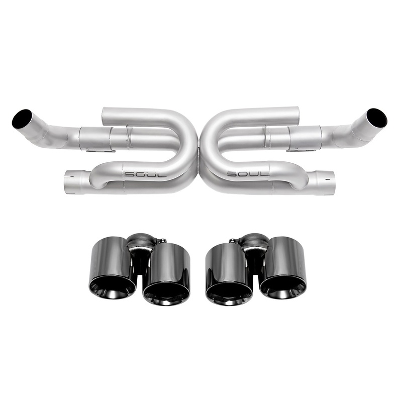 SOUL 17-19 Porsche 991.2 Carrera (non-PSE) Perf. Exhaust w/ Drone Tubes – Base – Blk Chrome Tips