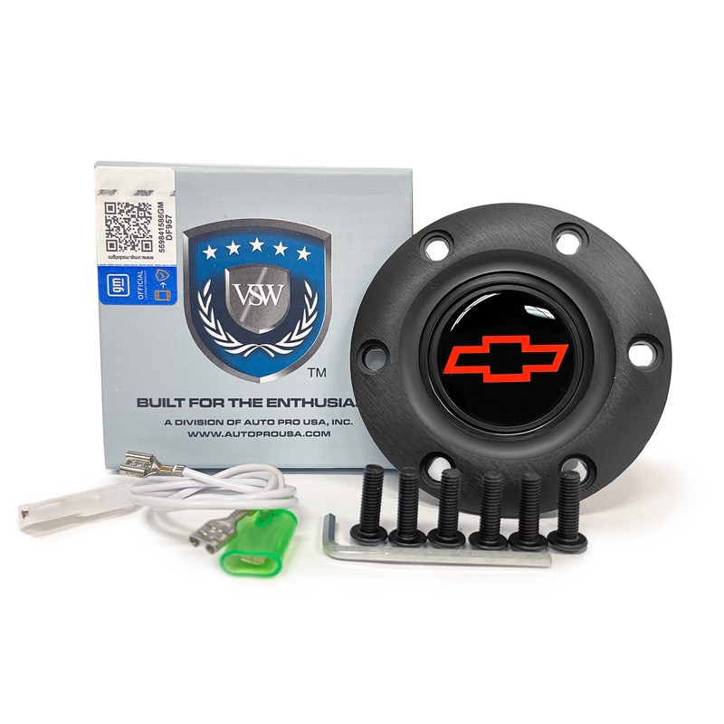 VSW S6 | Red Chevy Bow Tie Emblem | Black Horn Button | STE1008BLK