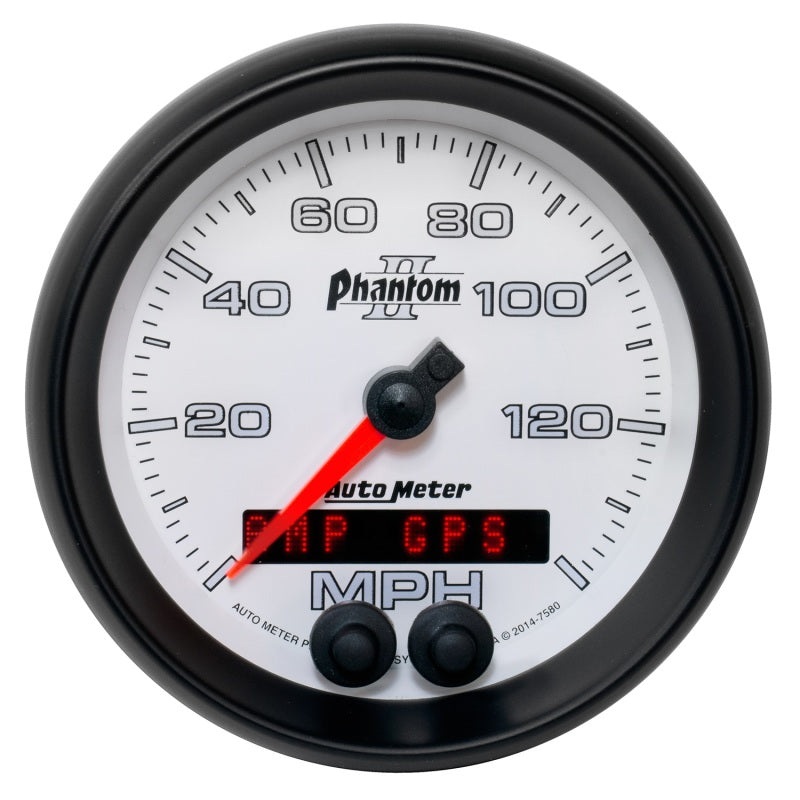 Autometer Phantom II 3-3/8in 0-140MPH In-Dash Electronic GPS Programmable Speedometer Universal | 7580