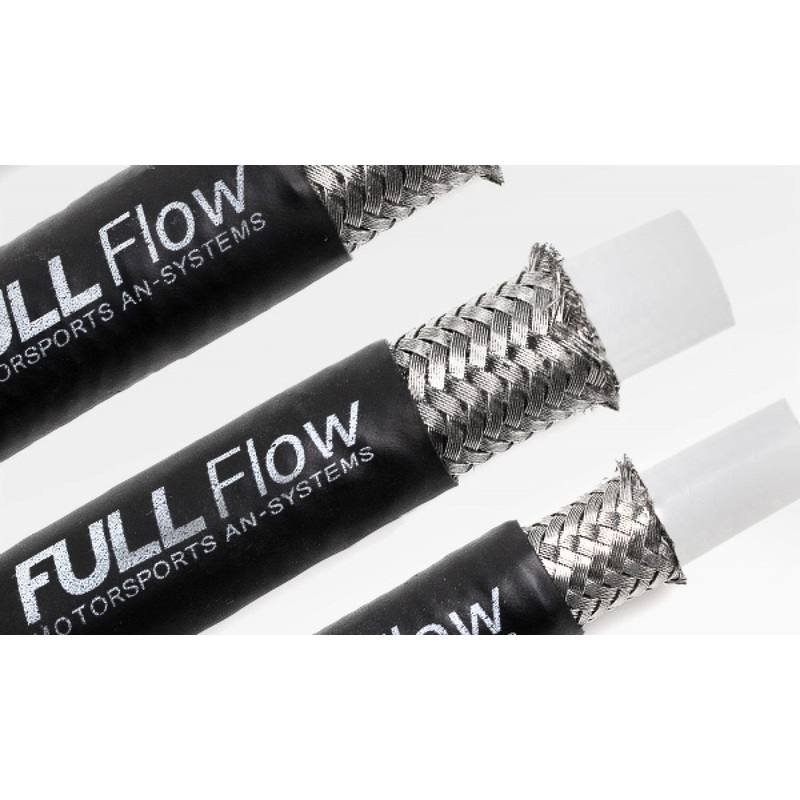 Nuke Performance Black Nylon PTFE Stainless Braided Fuel Hose AN-6, 4 Meter