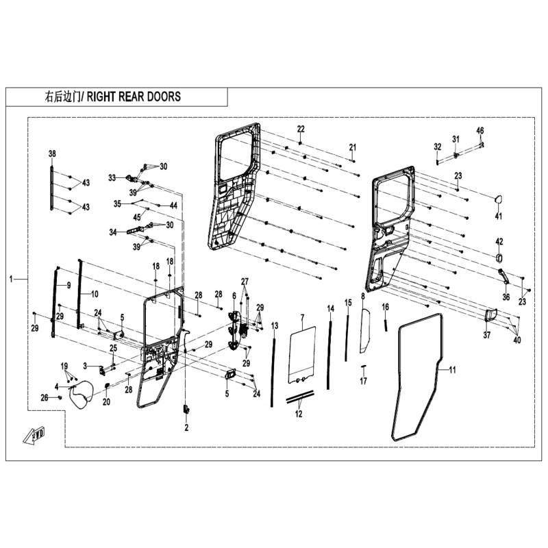 Rear Door Seal Panel RH by CF Moto
