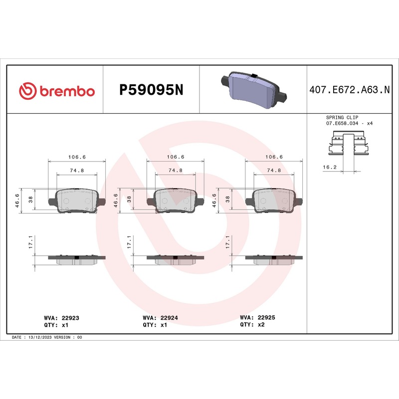 PRIME Ceramic Rear Disc Brake Pad Set – P59095N