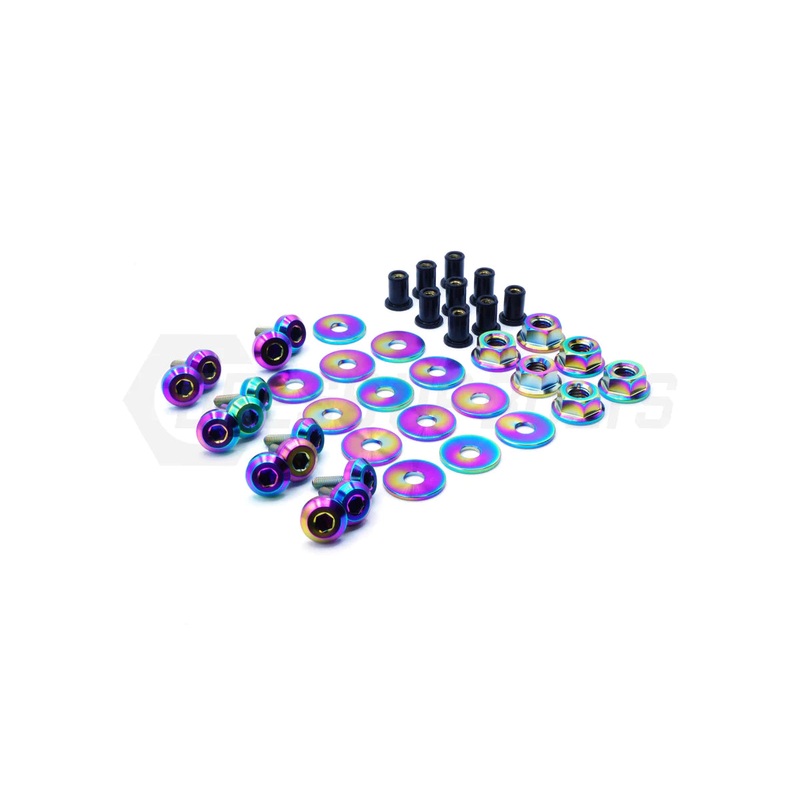 Dress Up Bolts [22-25 WRX] Stage 2 Titanium Hardware Hood Kit | Black | SUB-041-Ti-BLK