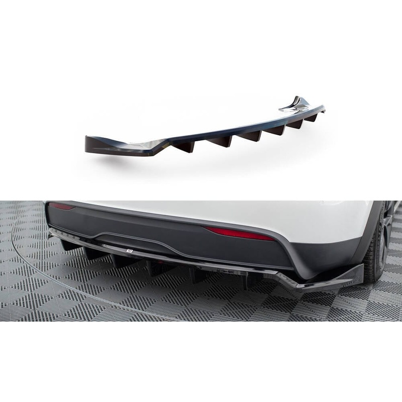 Maxton Design Central Rear Splitter – (With Vertical Bars) Tesla Model X Mk1 Facelift