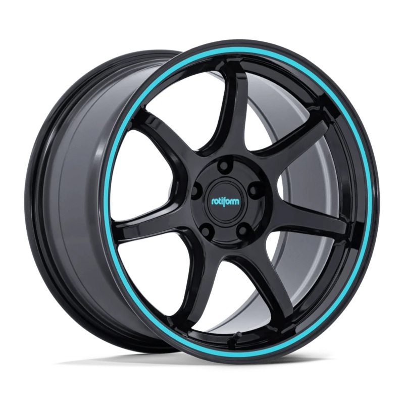 Rotiform BPU 19″ 5×114.3 Gloss Black w/ Teal Stripe