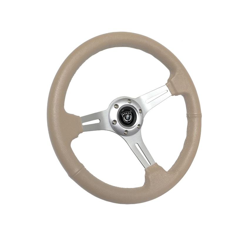 VSW S6 Sport Steering Wheel | Tan Leather, Brushed Aluminum | ST3014TAN