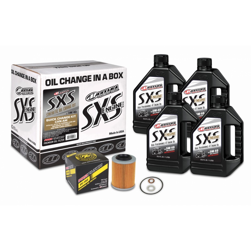 Maxima SXS Can-Am Maverick X3 Oil Change Kit w/Full Synthetic 5W40 Engine Oil/Filter/Hardware