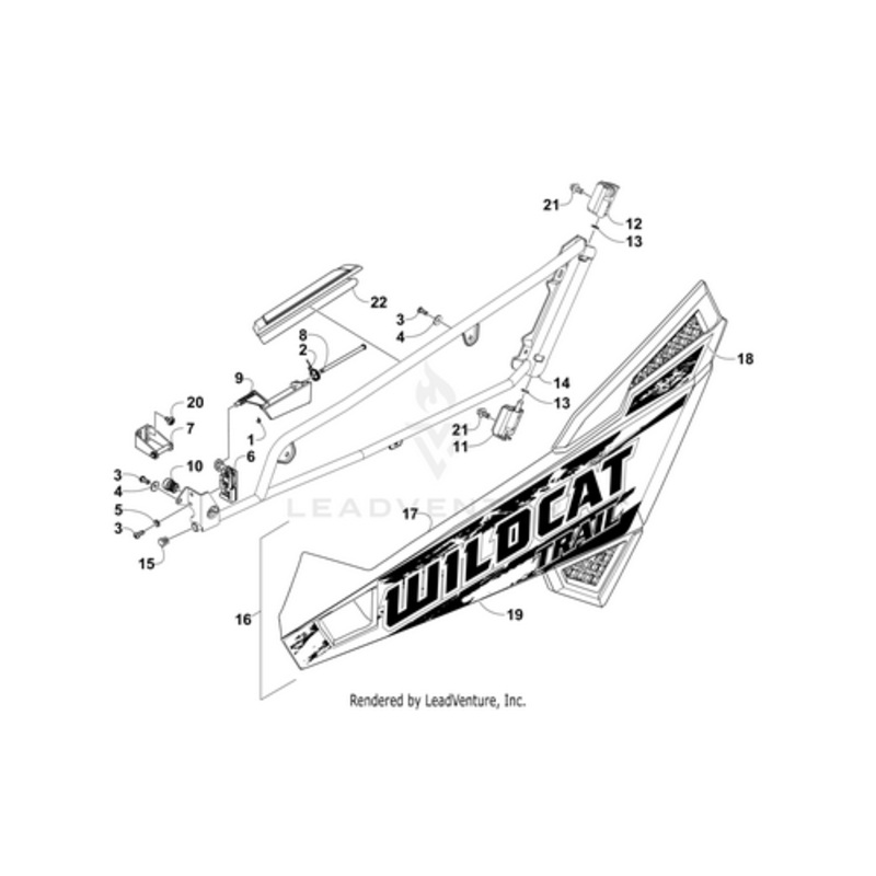 Door Panel W/Decals-Mb-Left (Wc Trail Xt) (Inc. 17-19) by Arctic Cat