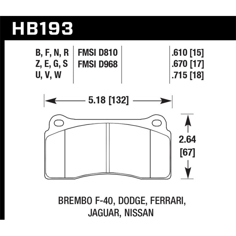 Hawk Performance Hawk 15-17 Dodge Viper / 88-92 Ferrari F40 ER-1 Brake Pads