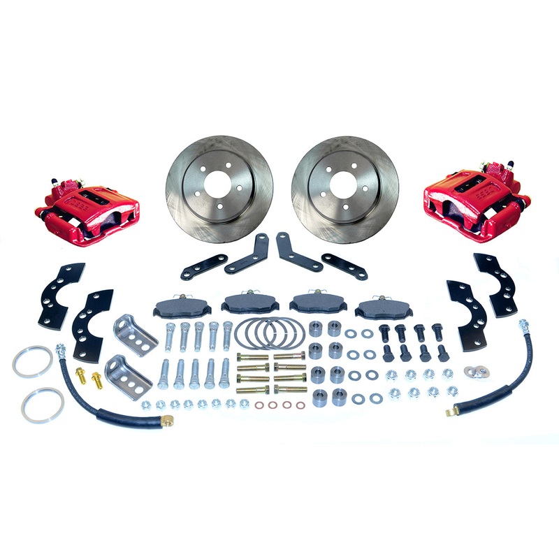 New Direct Fit Rear Drum to Disc Brake Conversion Kit W/Rotors. Red A118R
