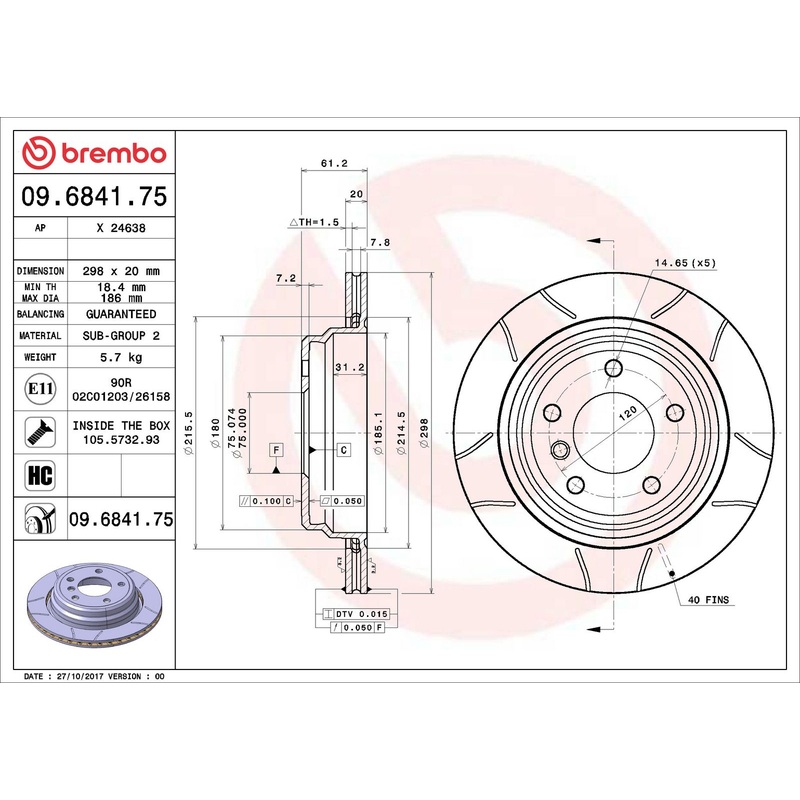 XTRA Max Slotted Rear Disc Brake Rotor – 09.6841.75