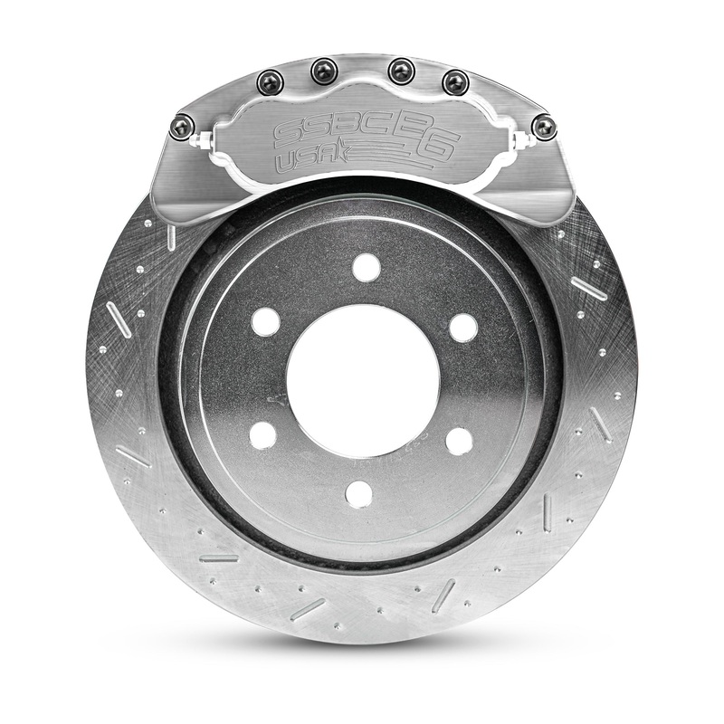 American Made B6-Brawler 6 Piston Direct Fit Billet Aluminum Rear Disc Brake Kit W/DS Rotors. Clear A414-31-DS