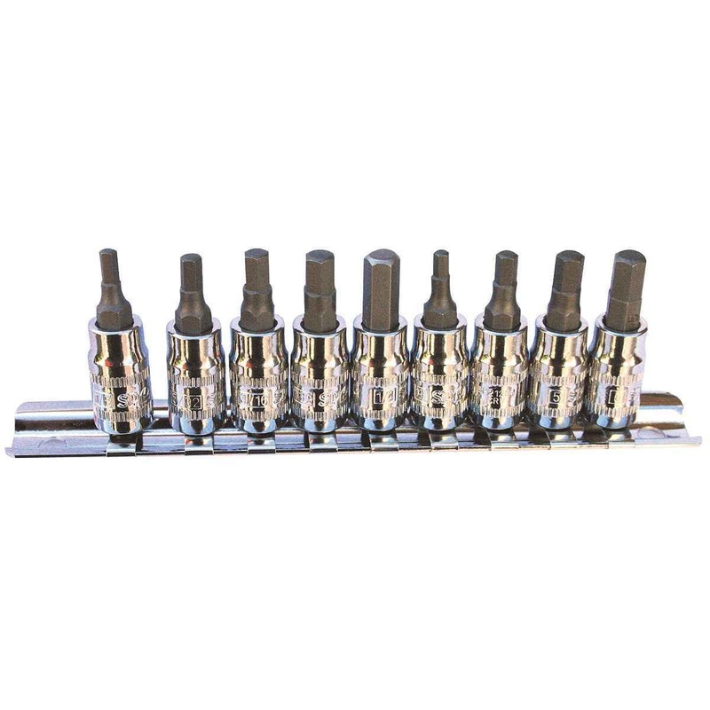 SP Tools USA – 9PC 1/4″ & 3/8″ DRIVE METRIC HEX BIT SOCKET RAIL