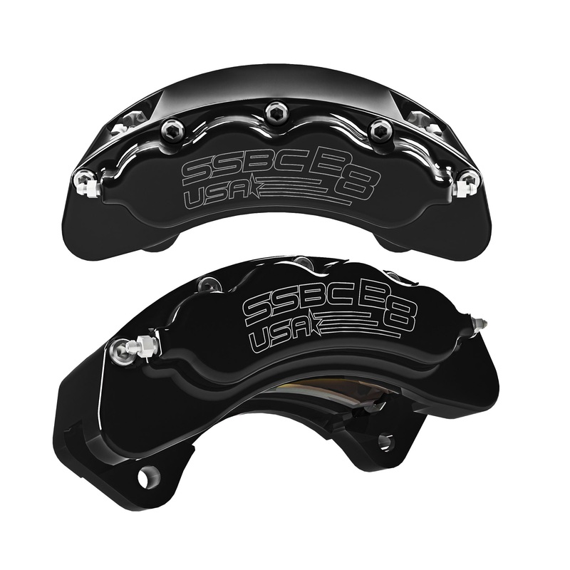 American Made B8-Brawler 8 Piston Direct Fit Front Caliper Upgrade Kit. Black A414-30BLK