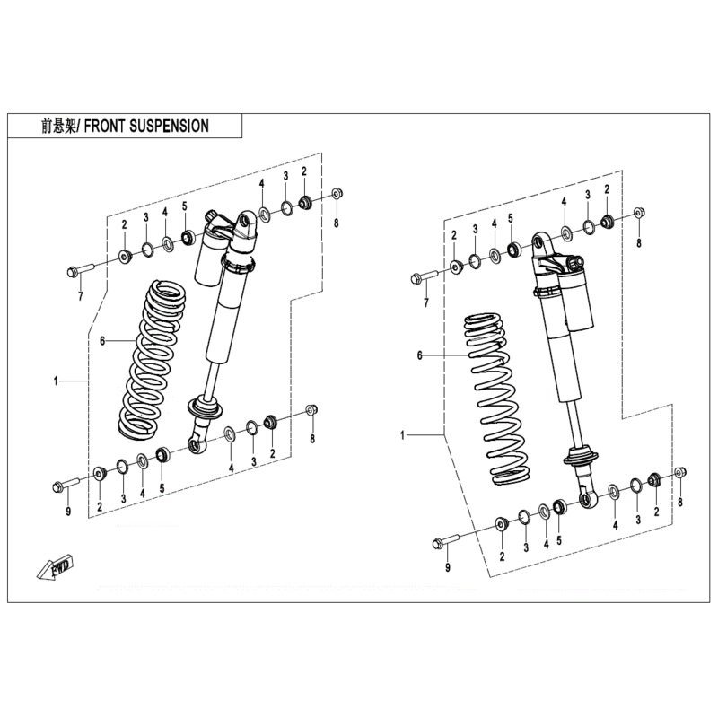 Rear Shock Absorber Lava Orange by CF Moto