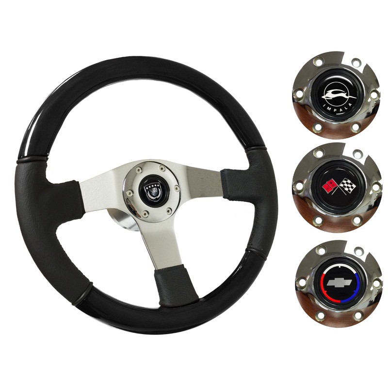 1958-68 Impala Steering Wheel Kit | Black Ash Wood – Leather | ST3019BK
