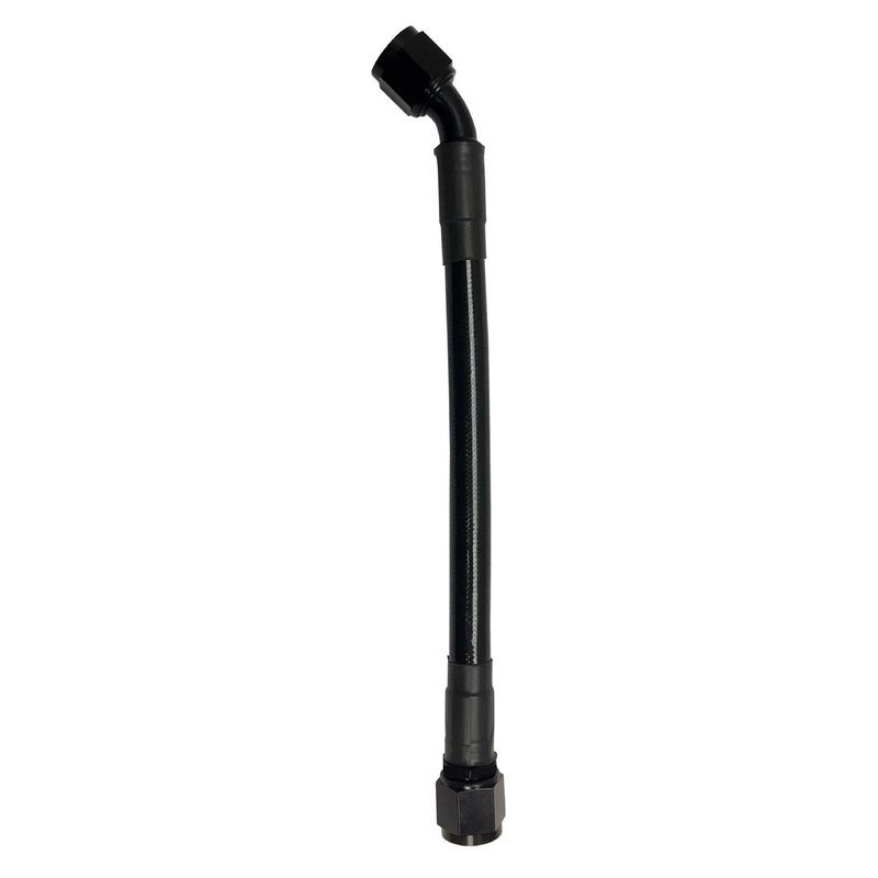 Fragola -10AN Ext Black PTFE Hose Assembly Straight x 45 Degree 24in