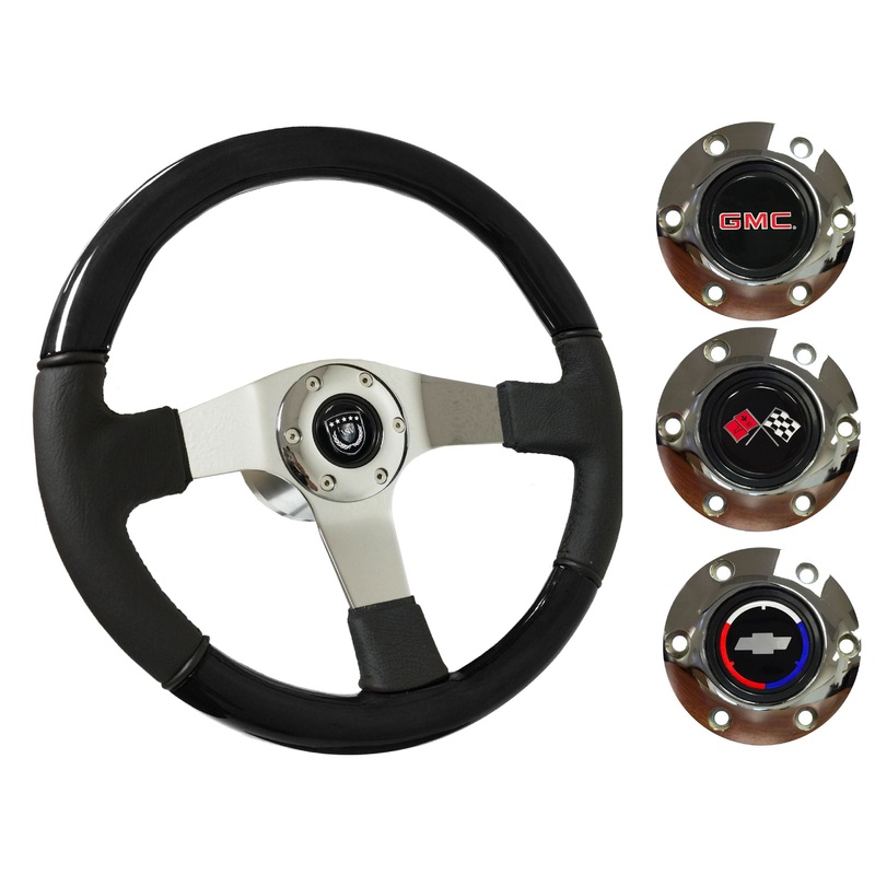 1974-94 Chevy Truck, GMC Steering Wheel Kit | Black Ash Wood – Leather | ST3019BK