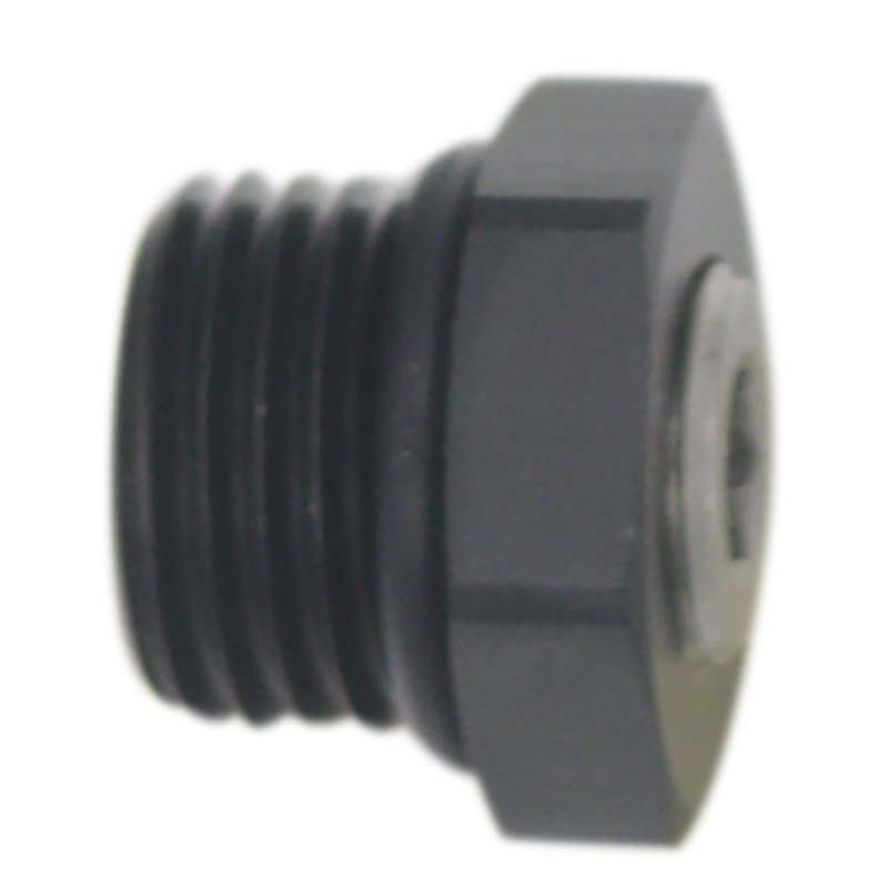 DeatschWerks 6AN ORB Male Plug Fitting with 1/8in NPT Gauge Port – Anodized Matte Black