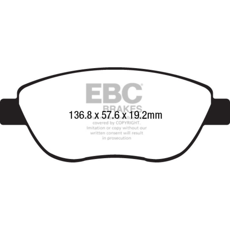 EBC 2014+ Fiat 500 1.4L Turbo Abarth Greenstuff Front Brake Pads