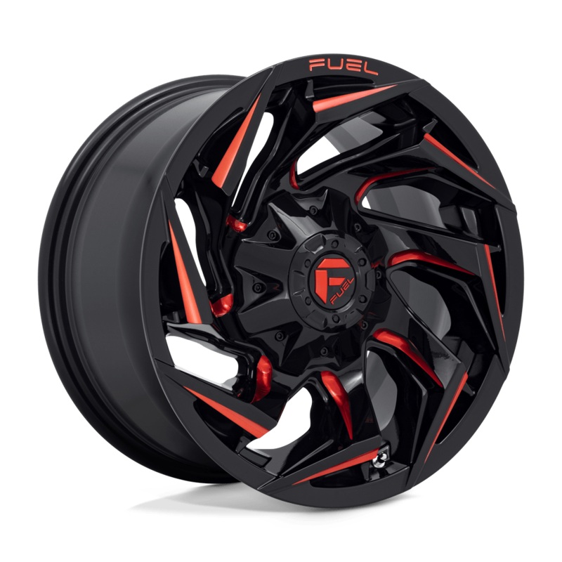 Fuel Wheels D755 Reaction 20″ 8×180 Gloss Black Milled With Red Tint