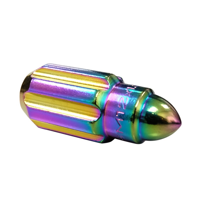 NRG 500 Series M12 X 1.5 Bullet Shape Steel Lug Nut Set – 21 Pc w/Lock Key – Neochrome