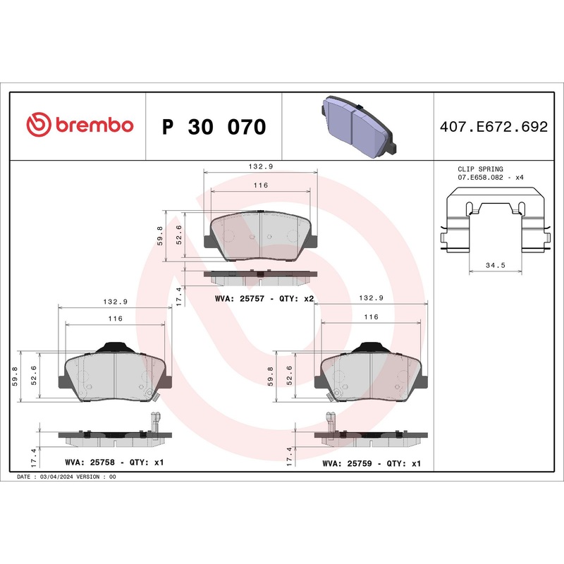 PRIME Low-Met Front Disc Brake Pad Set – P30070