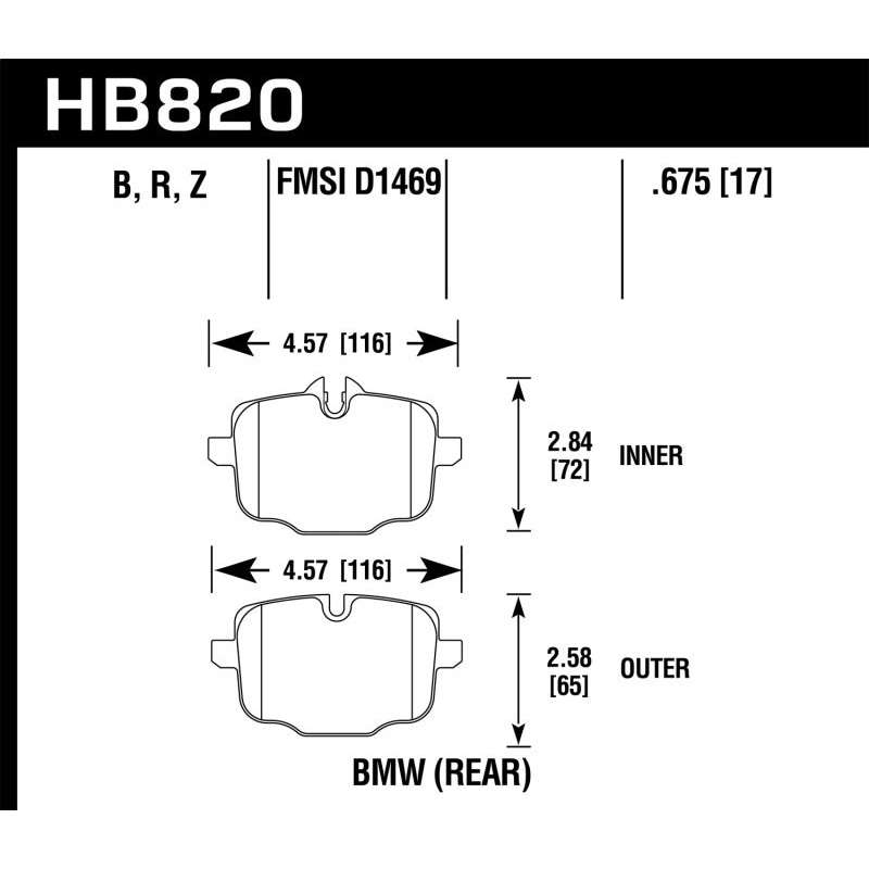 Hawk 12-17 BMW M6 / 14-17 BMW M6 Gran Coupe / 13-16 BMW M5 Performance Ceramic Rear Brake Pads