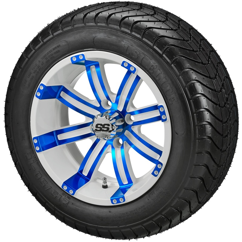 LSI 12″ Casino White & Blue Wheel and Low Profile Tire Combo