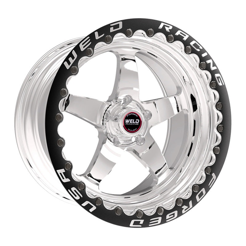 Weld S71 17×11 / 5×4.75 BP / 7.7in. BS Polished Wheel (High Pad) – Black Single Beadlock MT