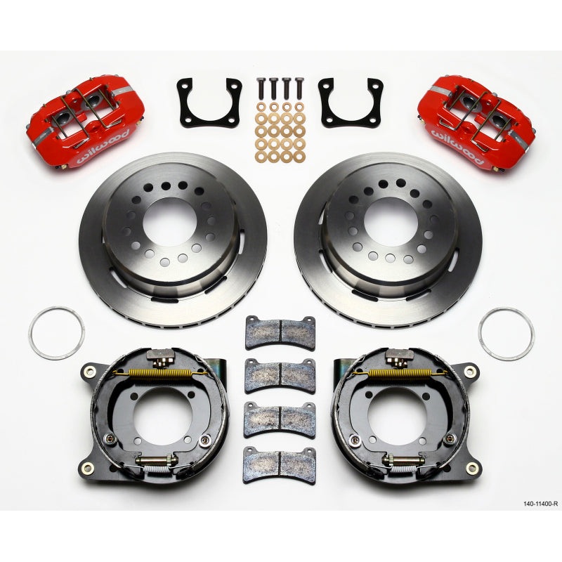 Wilwood Dynapro Low-Profile 11.00in P-Brake Kit – Red Chevy 12 Bolt Spcl 2.81in Off Stag Mount