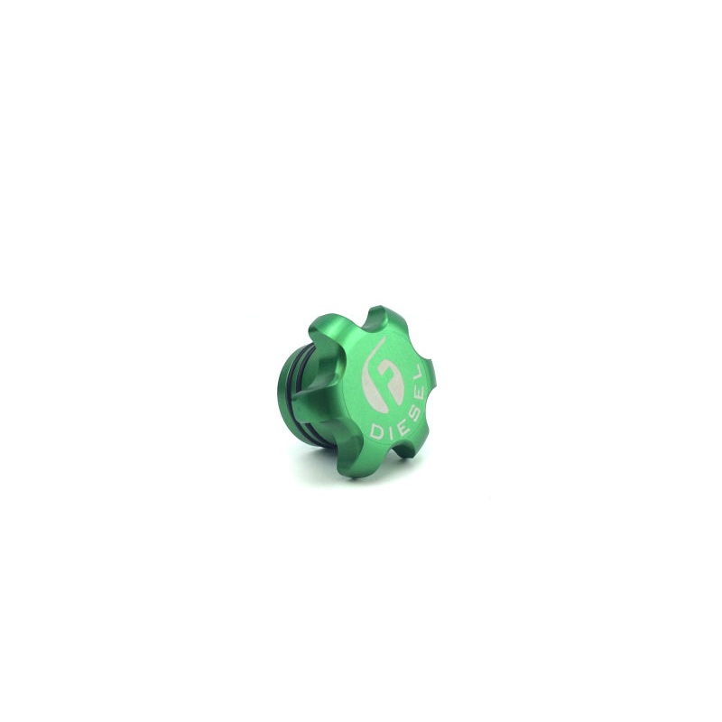 Fleece Performance 13-18 Dodge Cummins Green Anodized Billet Fuel Cap