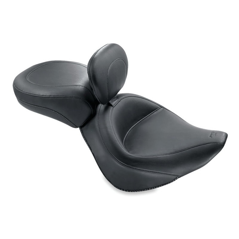 Mustang 00-15 Harley Softail Standard Rear Tire Wide Touring Solo Seat w/Driver Backrest – Black